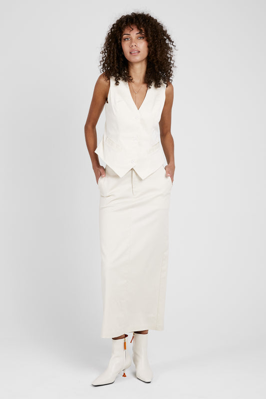 SABLYN Tuli Twill Vest in Gardenia