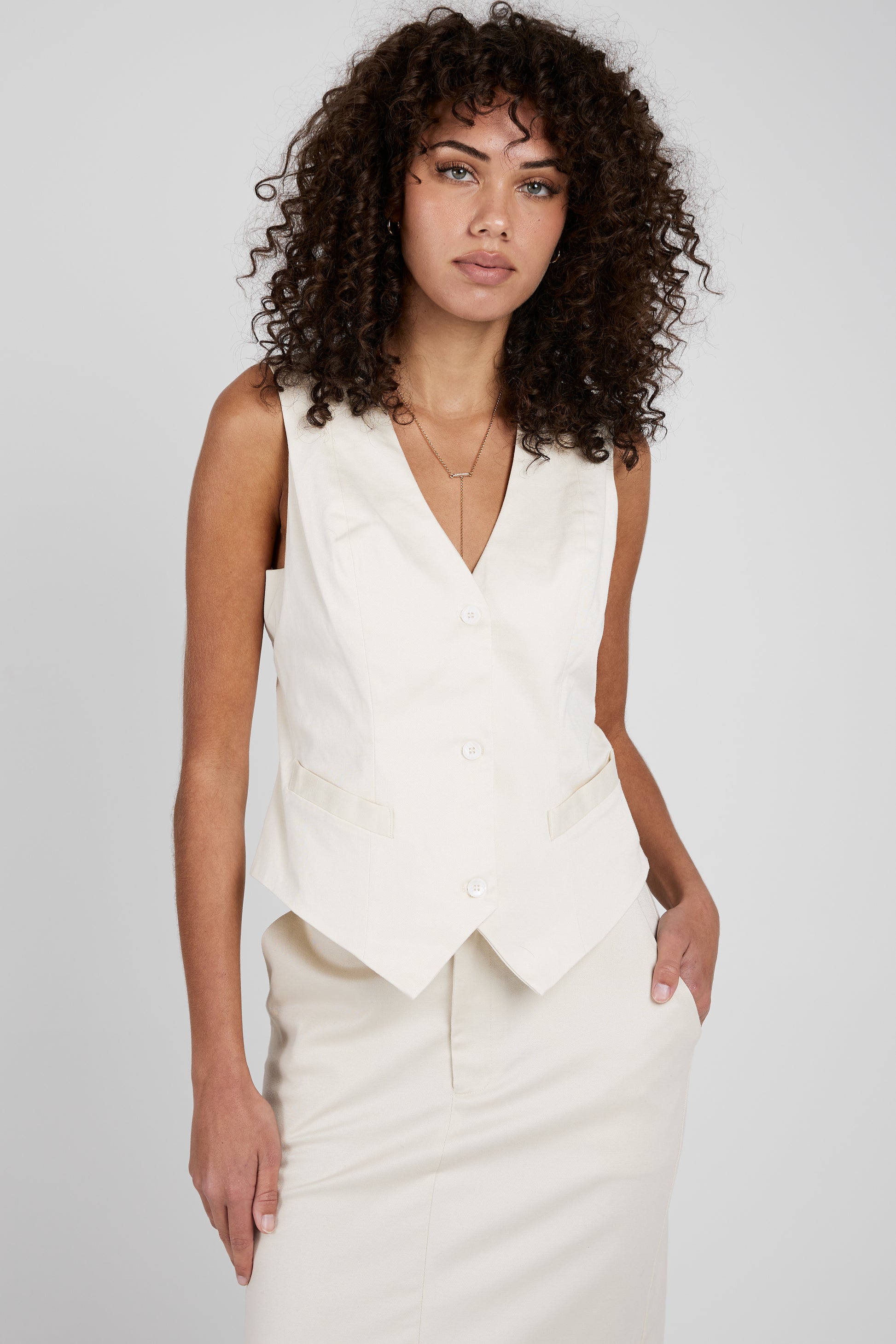 SABLYN Tuli Twill Vest in Gardenia