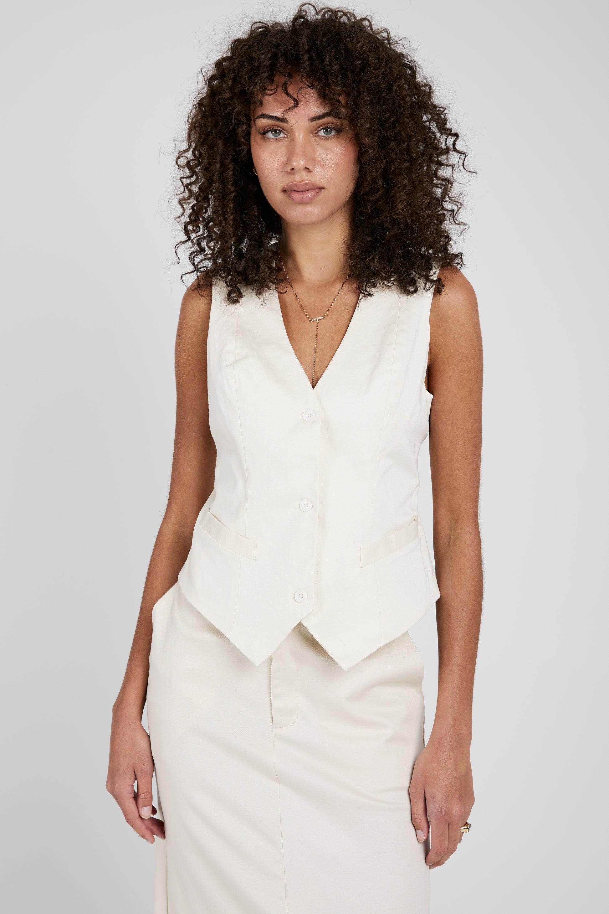 SABLYN Tuli Twill Vest in Gardenia