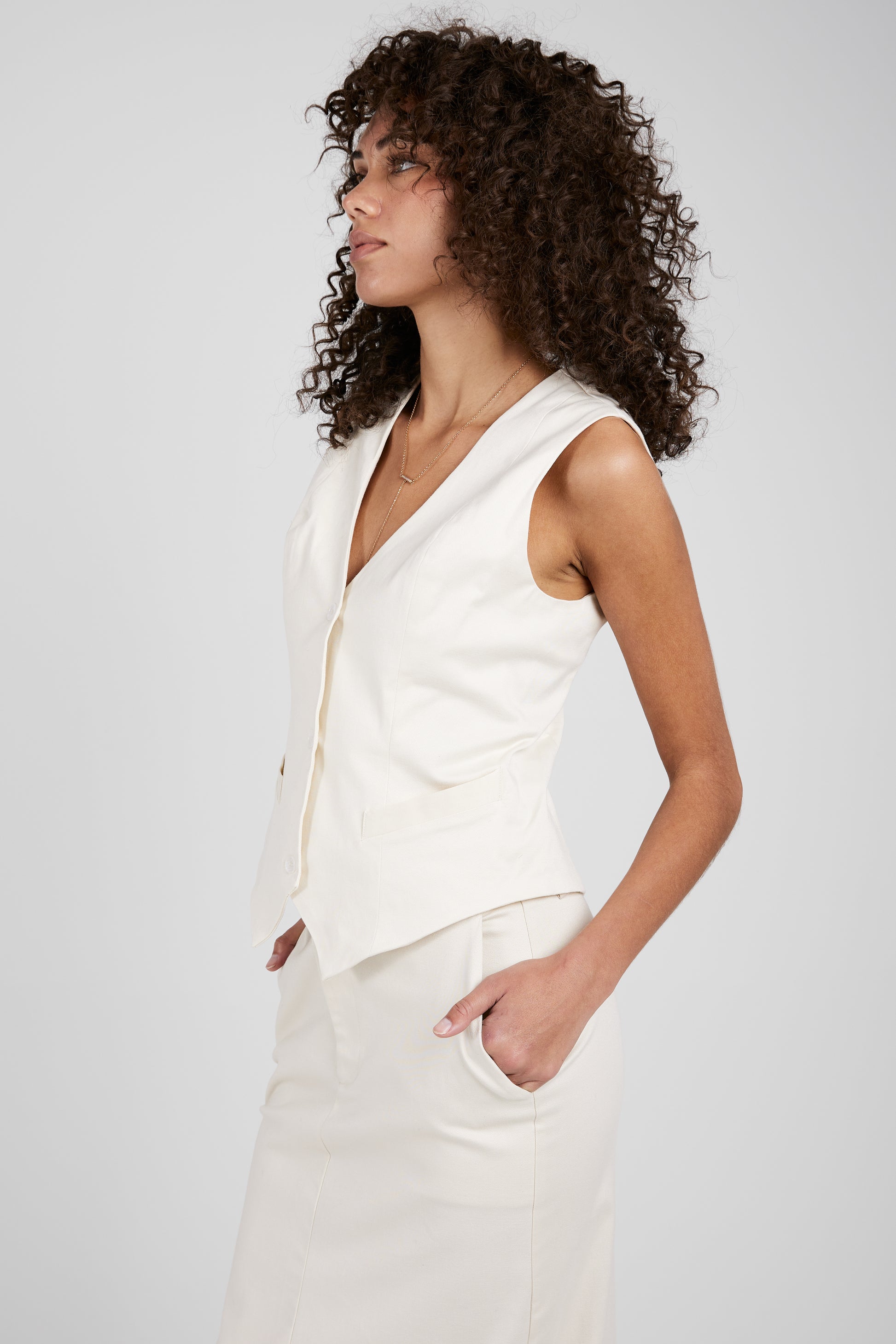 SABLYN Tuli Twill Vest in Gardenia