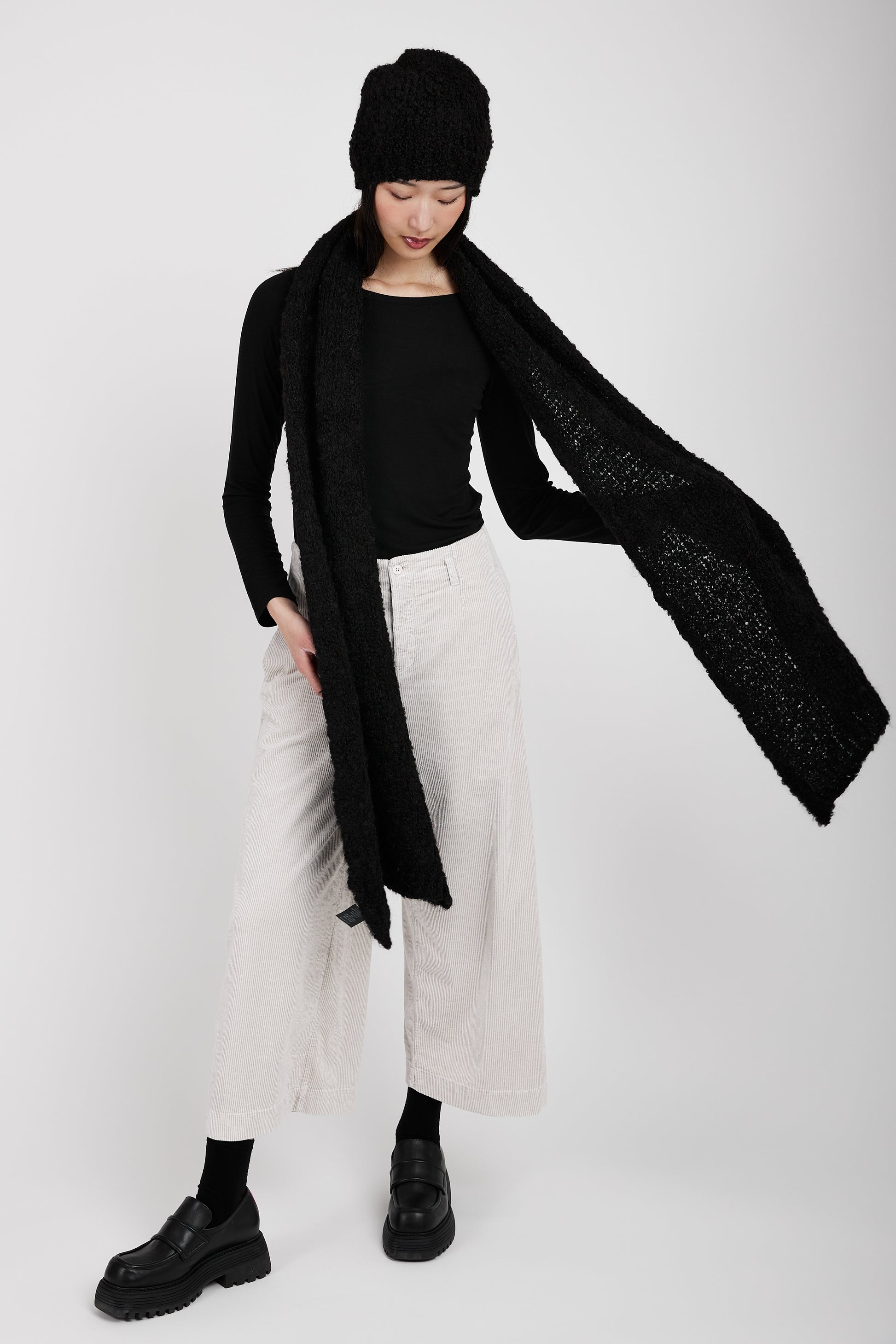 TANDEM Bouclé Scarf in Black