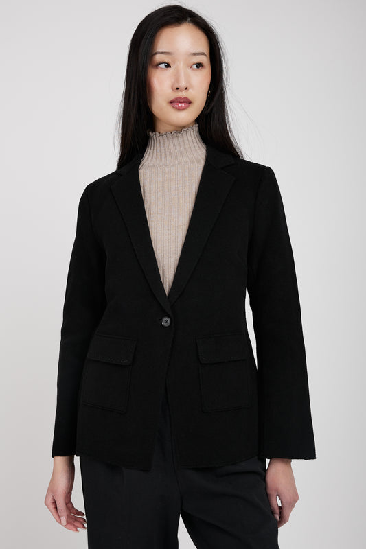 TANDEM Wool Blazer Jacket in Black