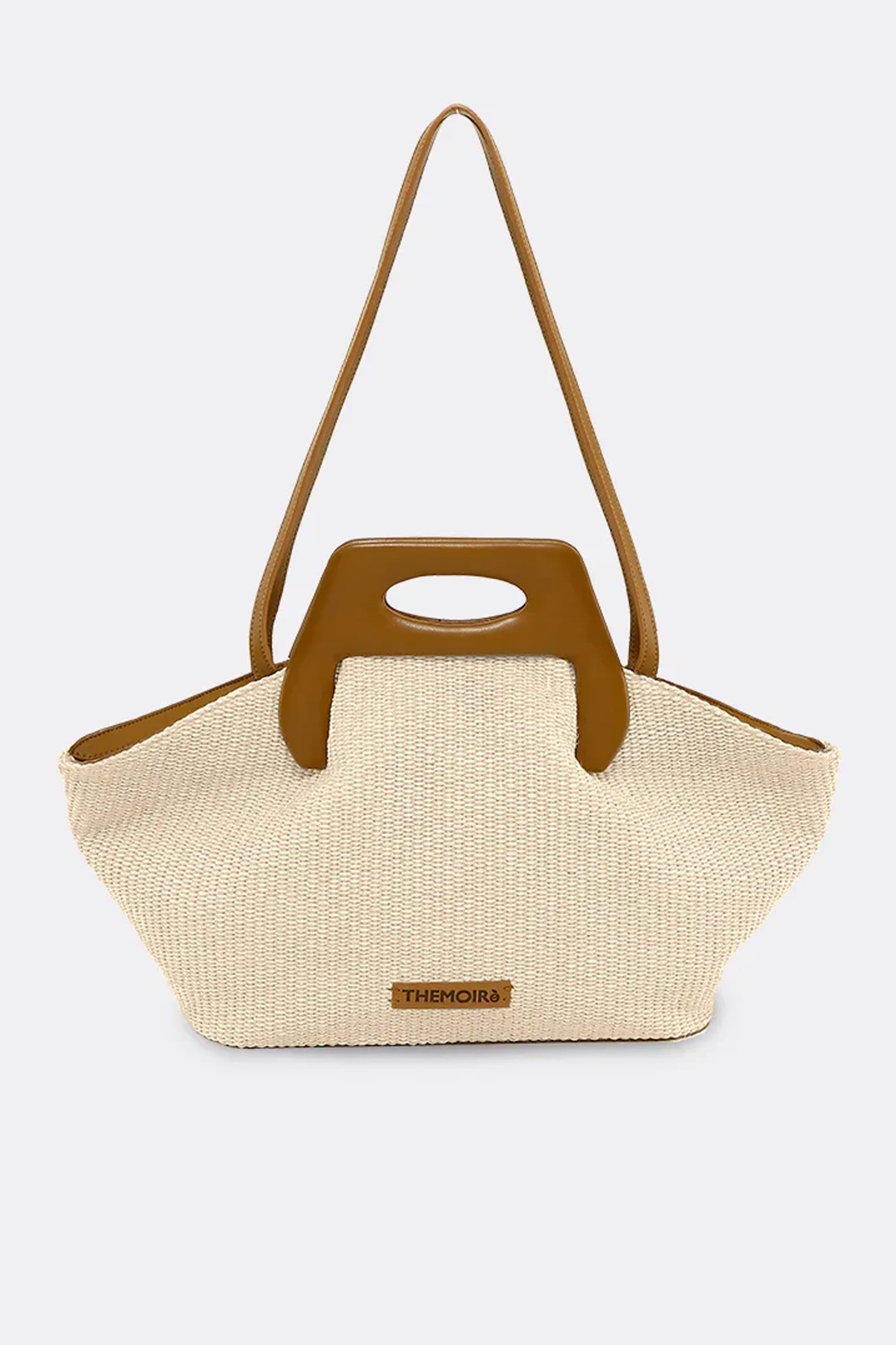 THEMOIRè Dhea Straw Tote Bag in Shell and Caramel