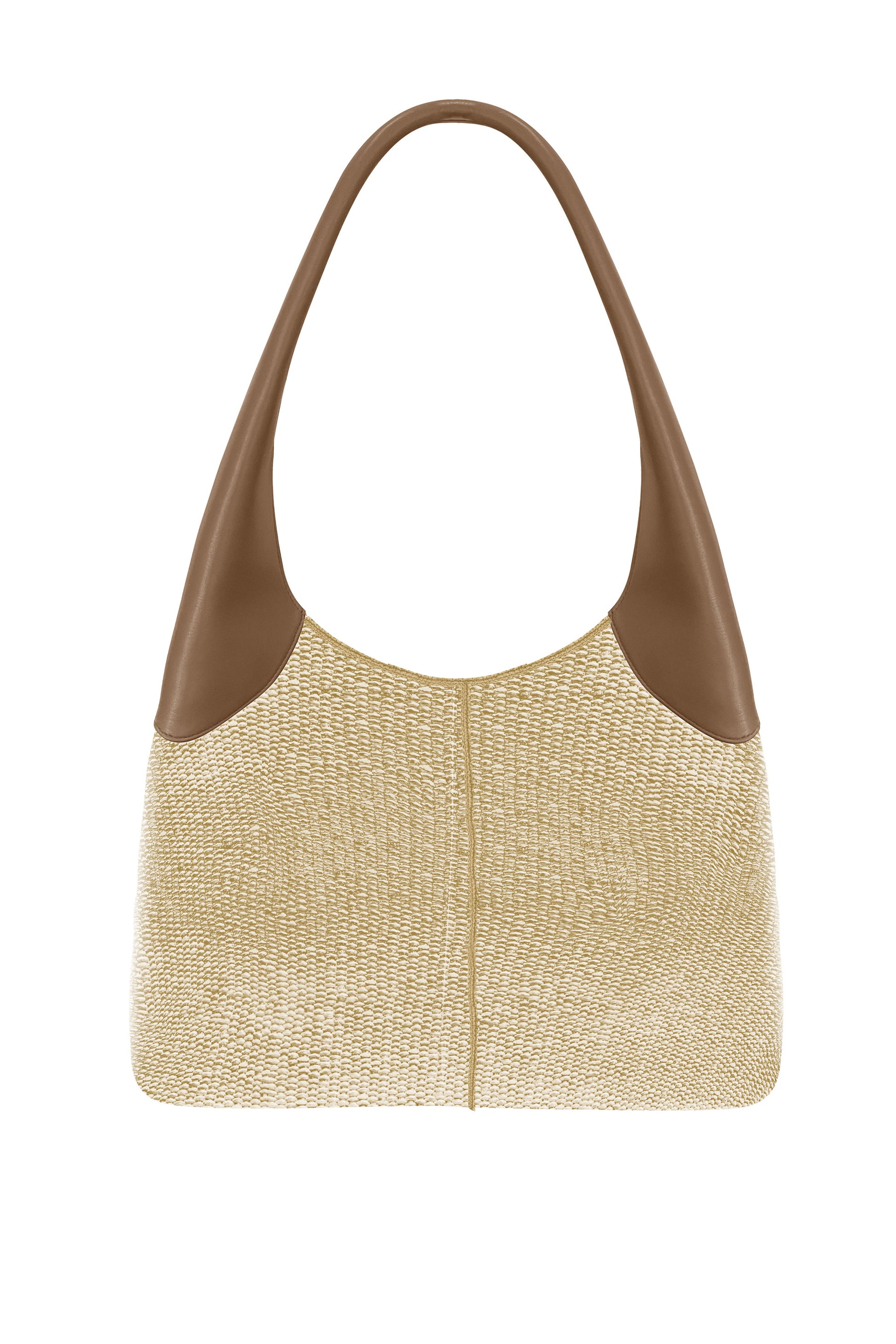 THEMOIRè Ninfa Eco-Fabric Straw Bag in Shell and Caramel