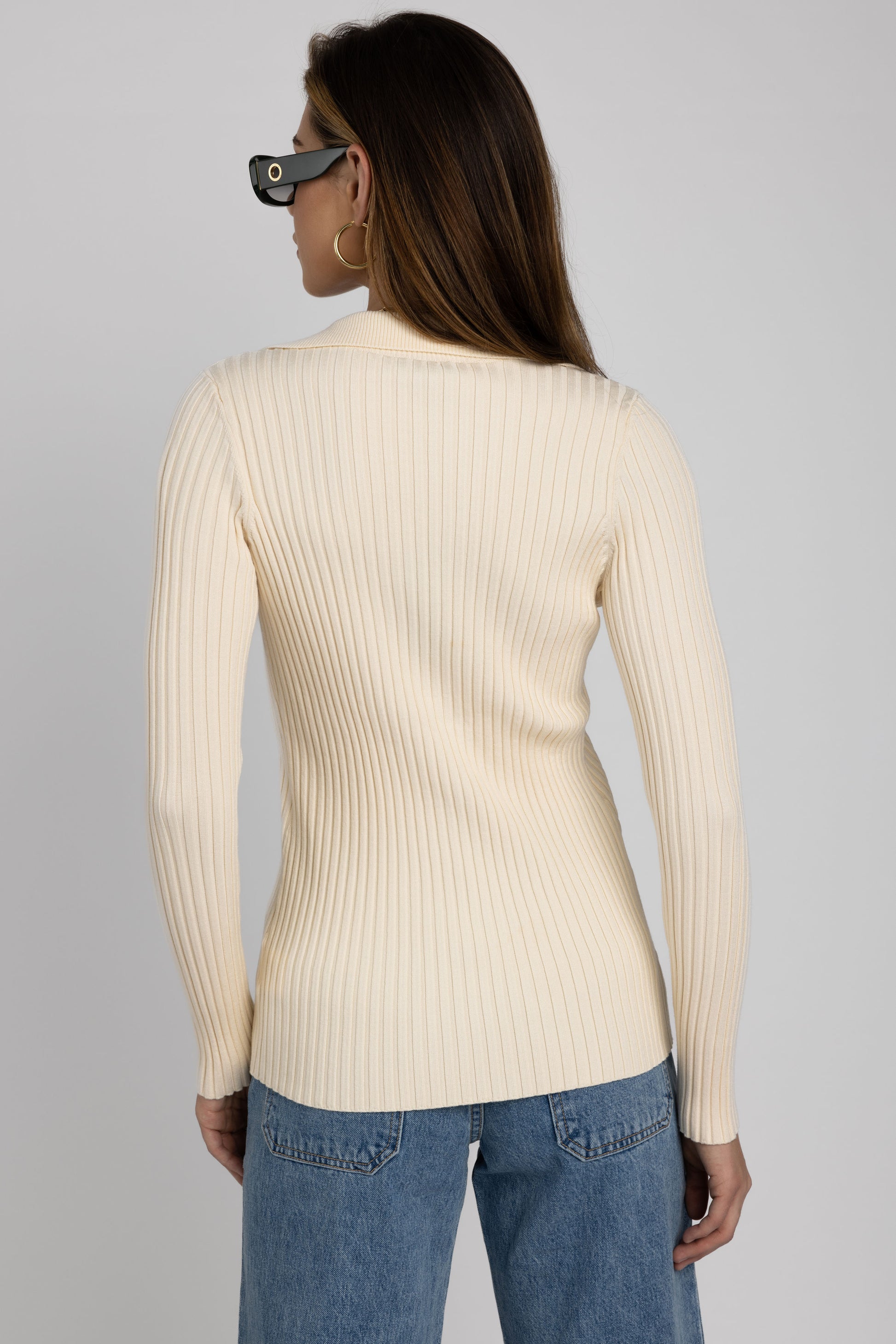 THE RANGE Viscose Knit Laced Cardigan in Light Shell