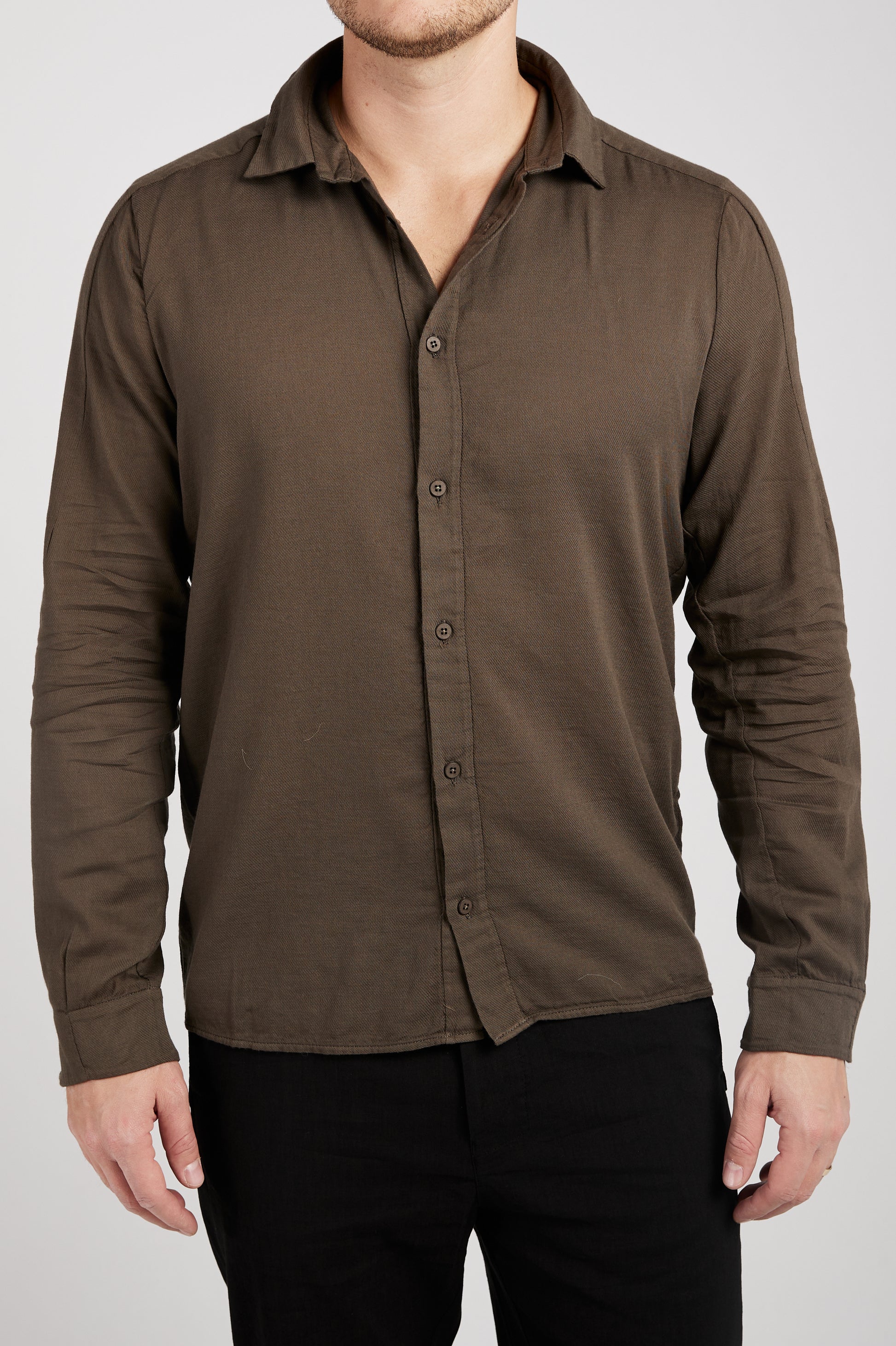 TRANSIT Button Down Shirt in Mud