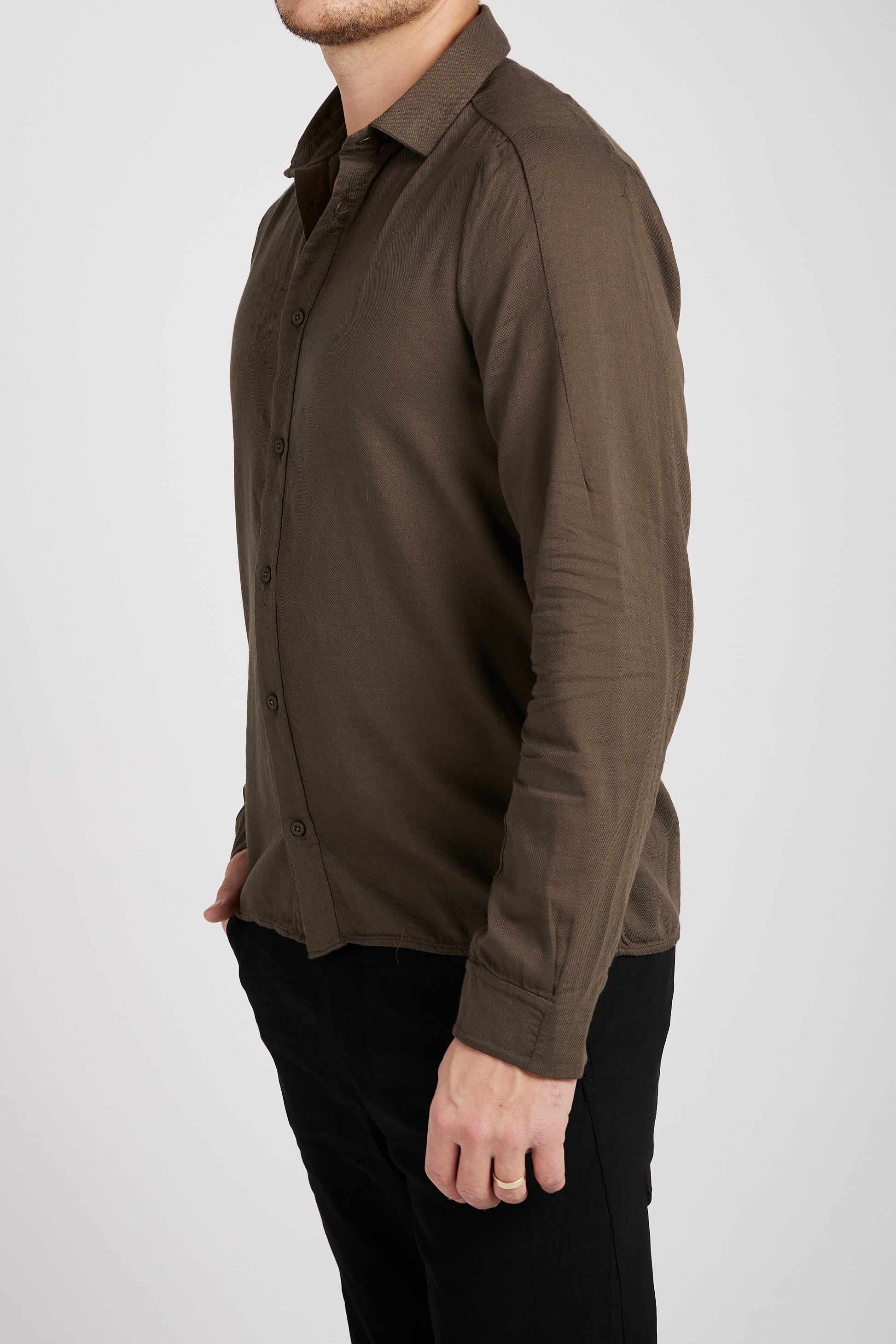 TRANSIT Button Down Shirt in Mud