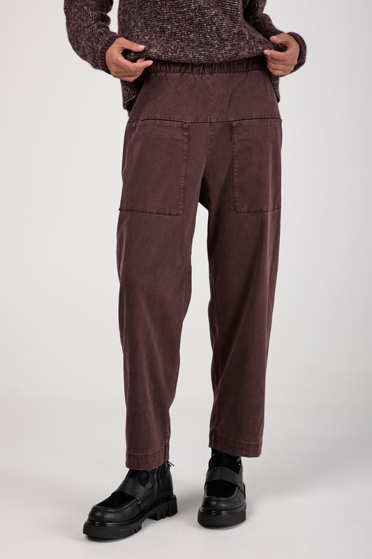Comfort Viscose Cotton Stretch Trousers in Aubergine