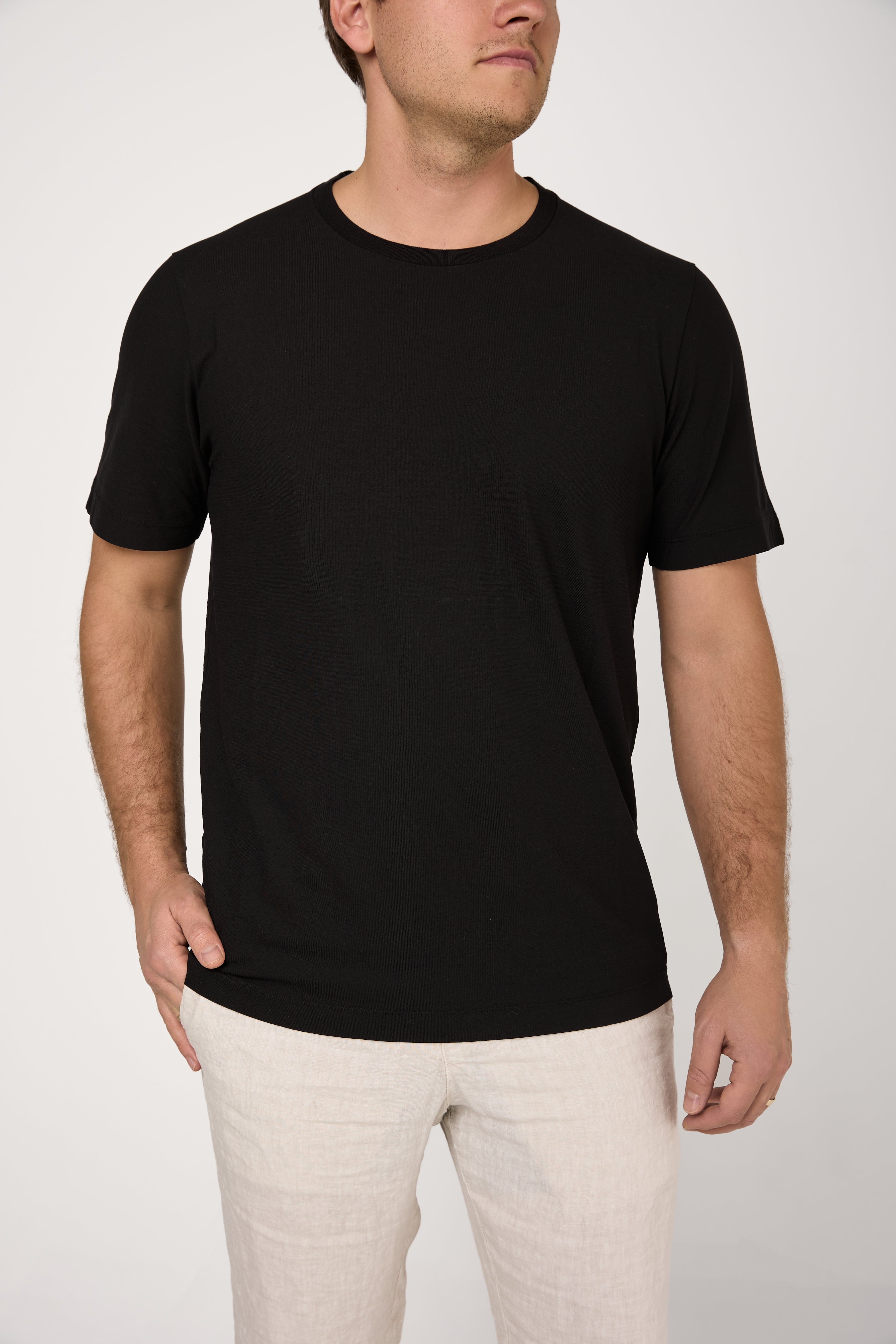 Cotton Crepe Jersey T-Shirt in Black