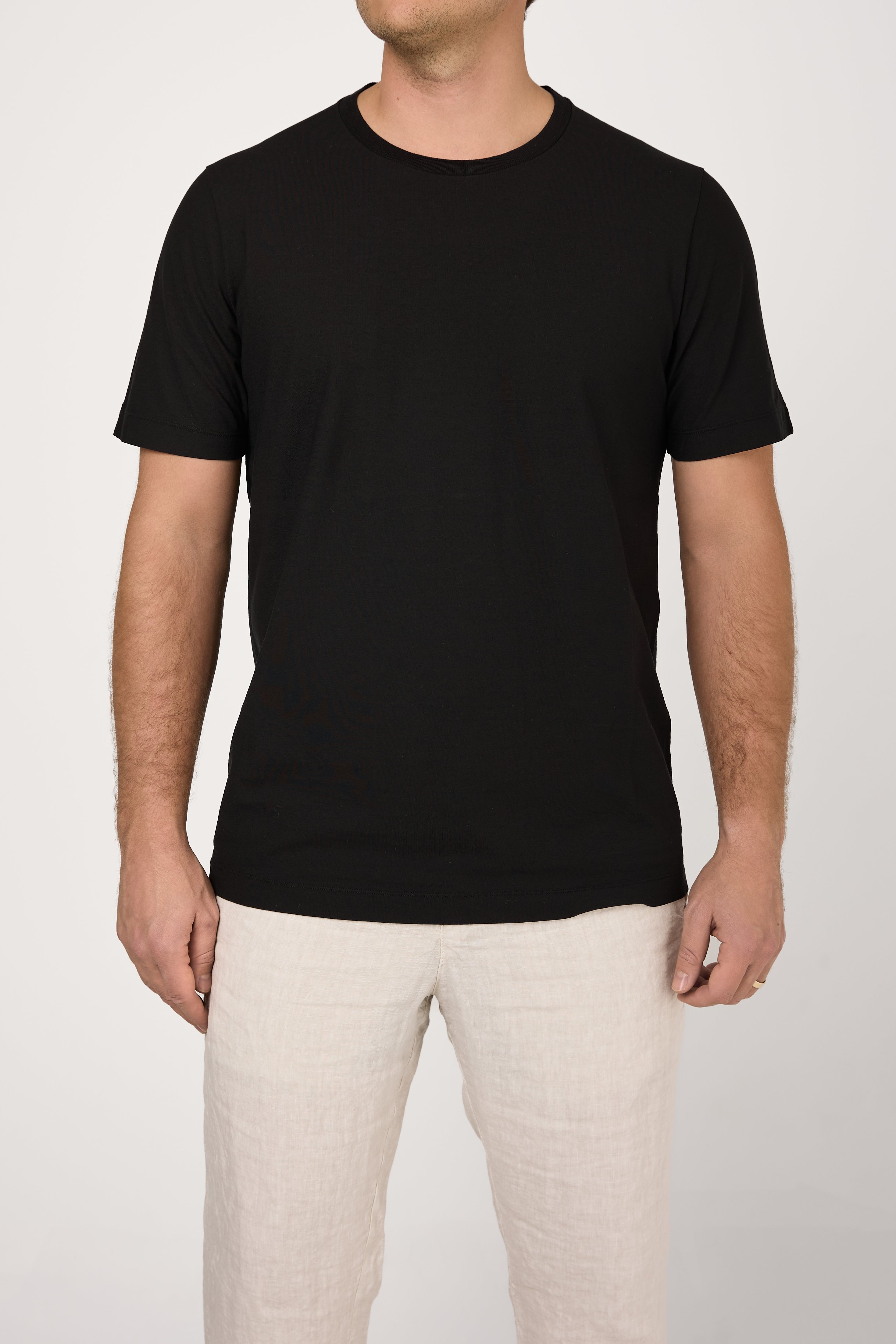 Cotton Crepe Jersey T-Shirt in Black