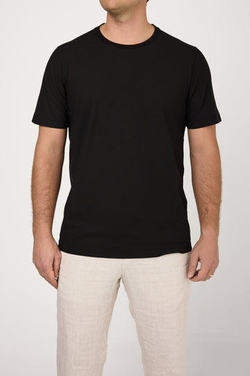 Cotton Crepe Jersey T-Shirt in Black