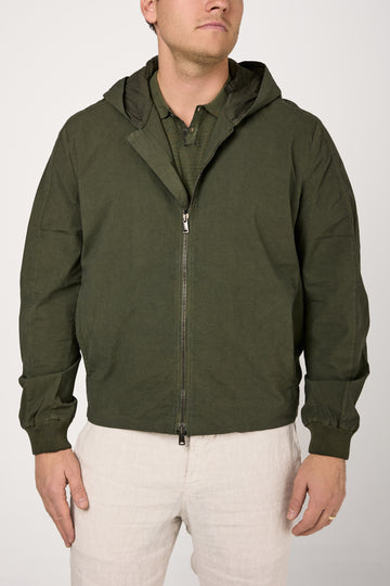 Cotton Crepe Sporty Jacket in Forest