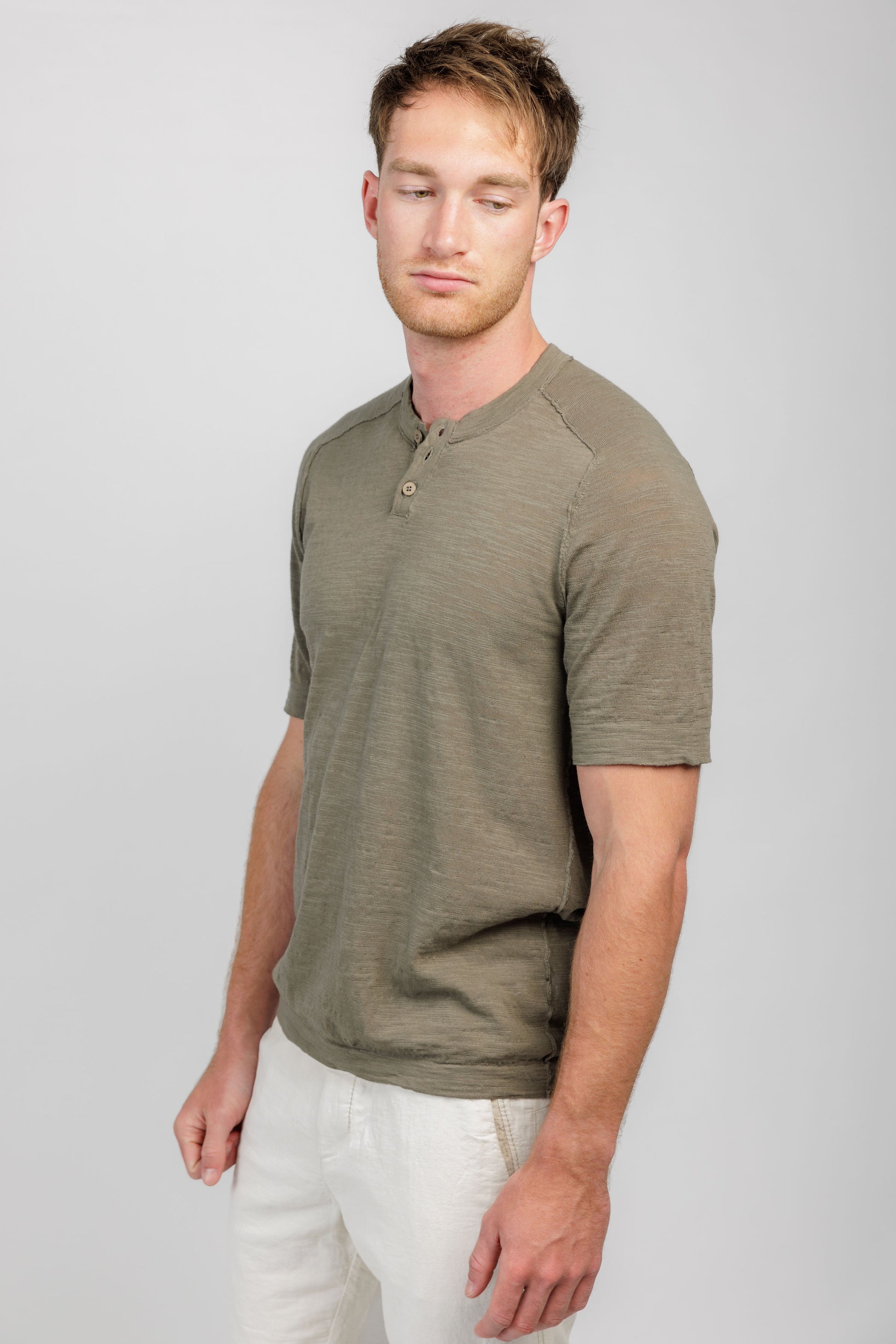 TRANSIT Henley T-Shirt in Steel Grey