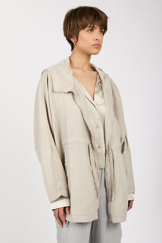 Hooded Zip-Up Jacket in Pearl Grey
