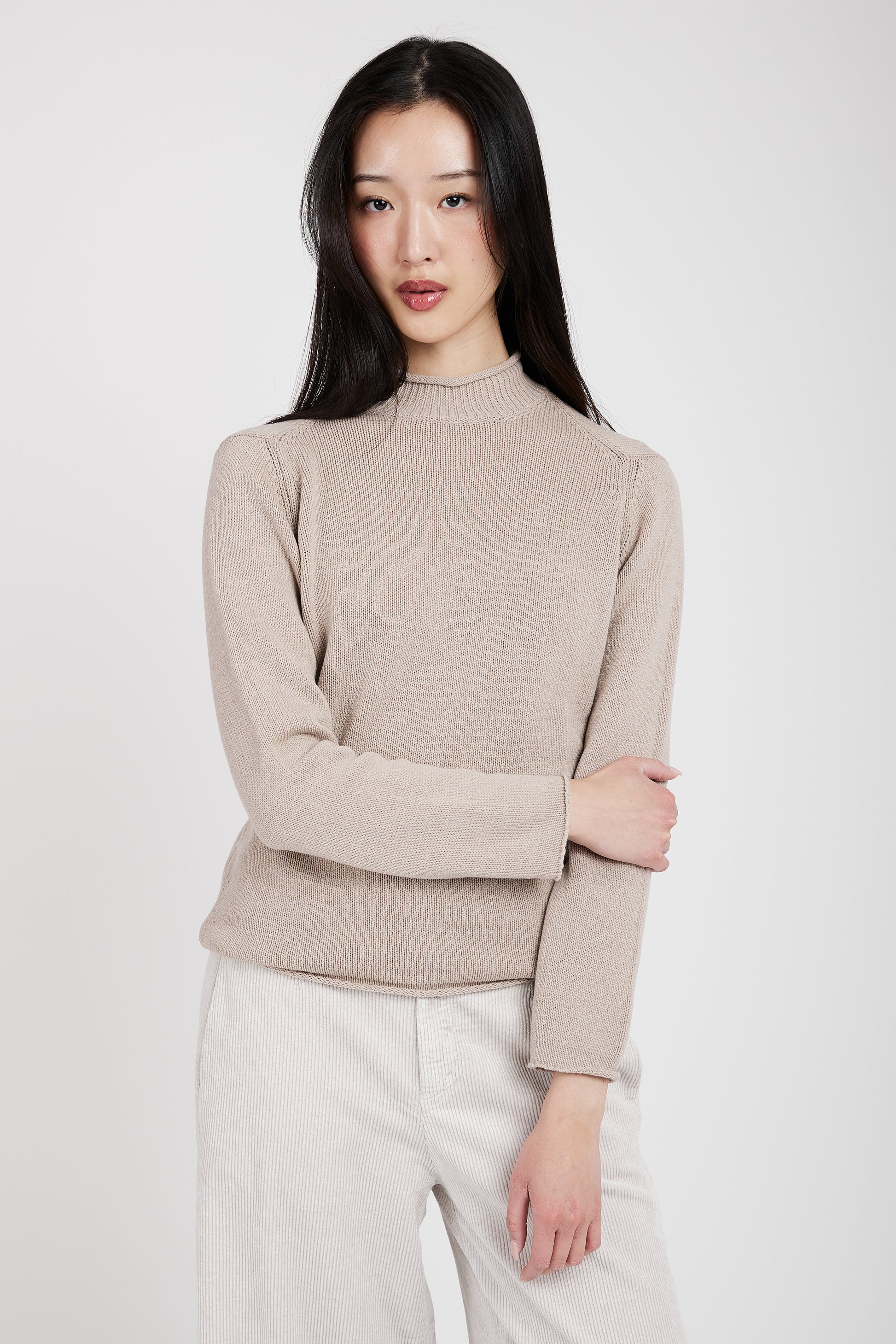 TRANSIT Mock Neck Sweater in Sand