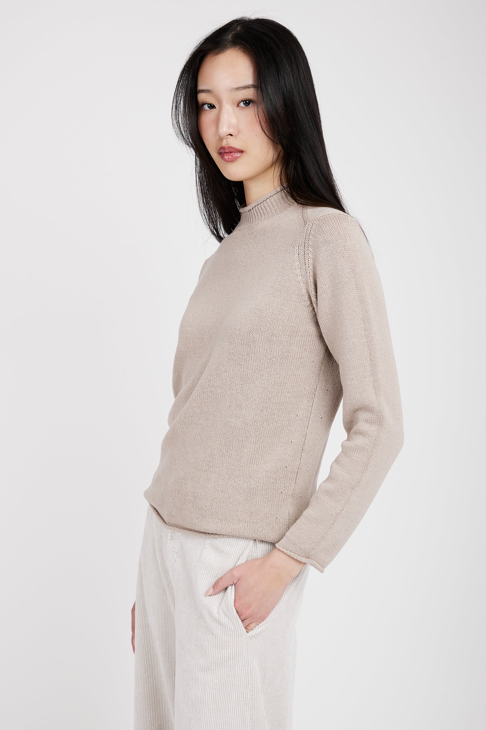 TRANSIT Mock Neck Sweater in Sand