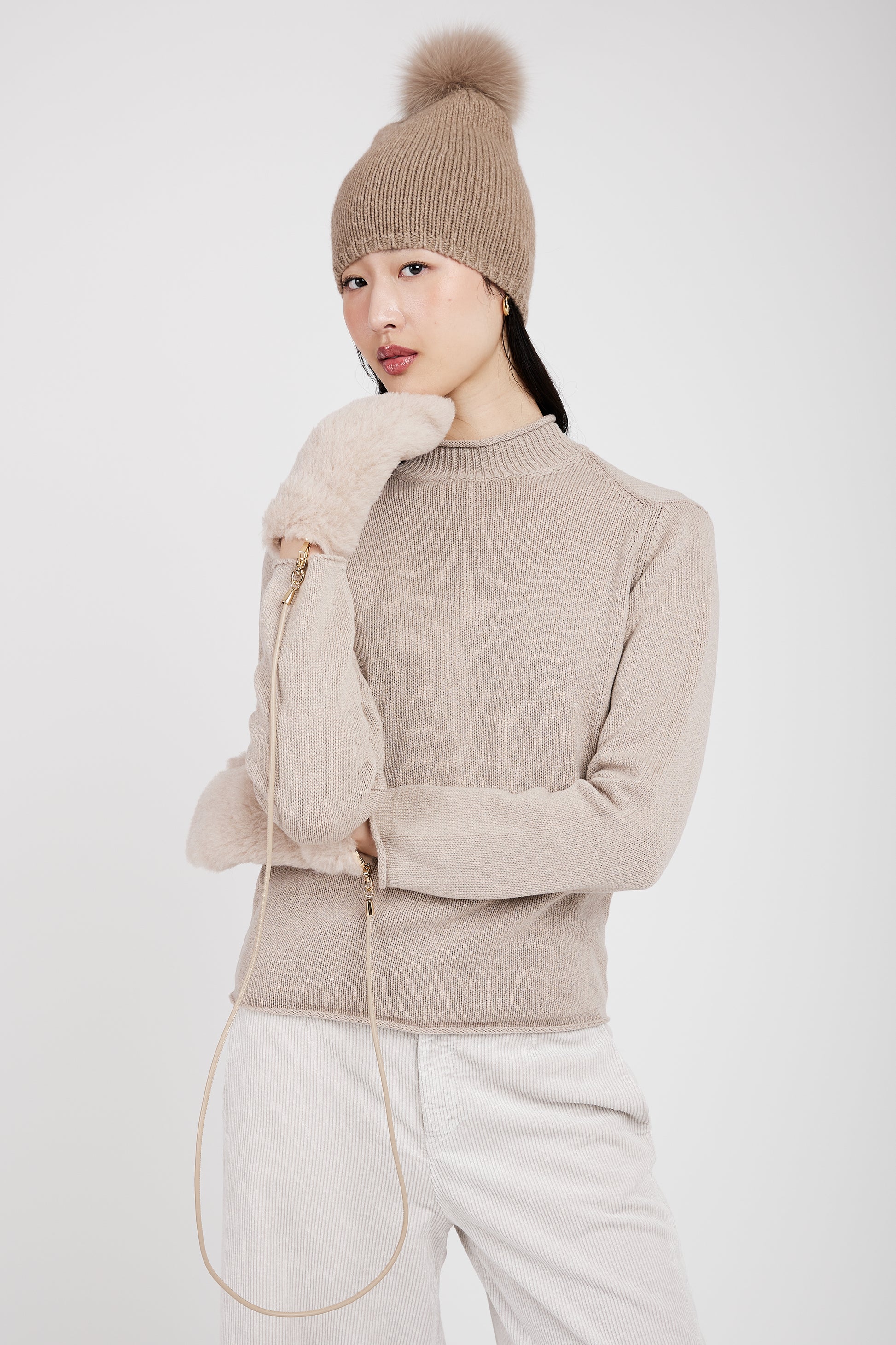 TRANSIT Mock Neck Sweater in Sand