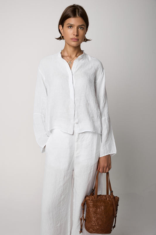 Oversized Linen Shirt in White