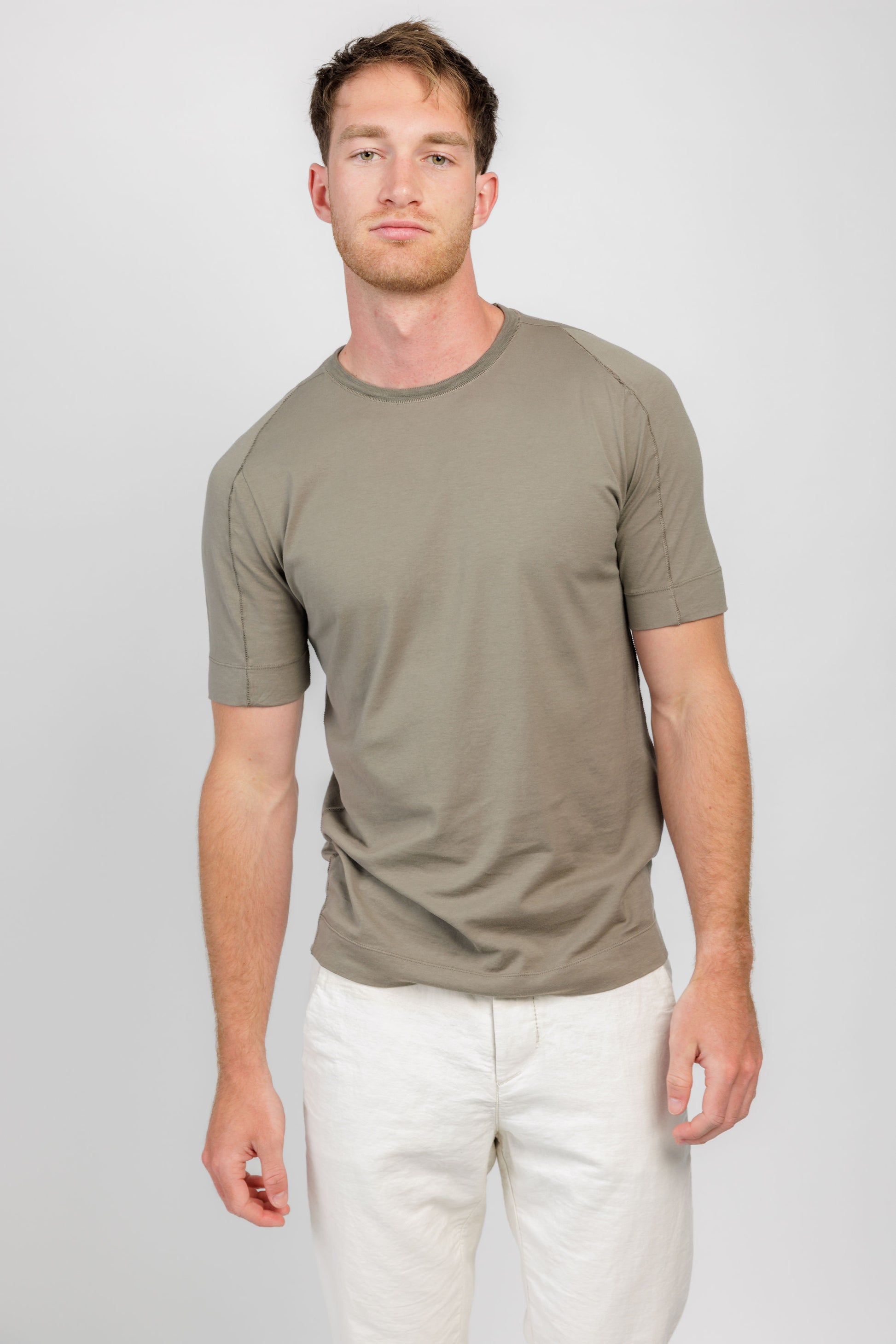 TRANSIT Seam Detail T-Shirt in Steel Grey