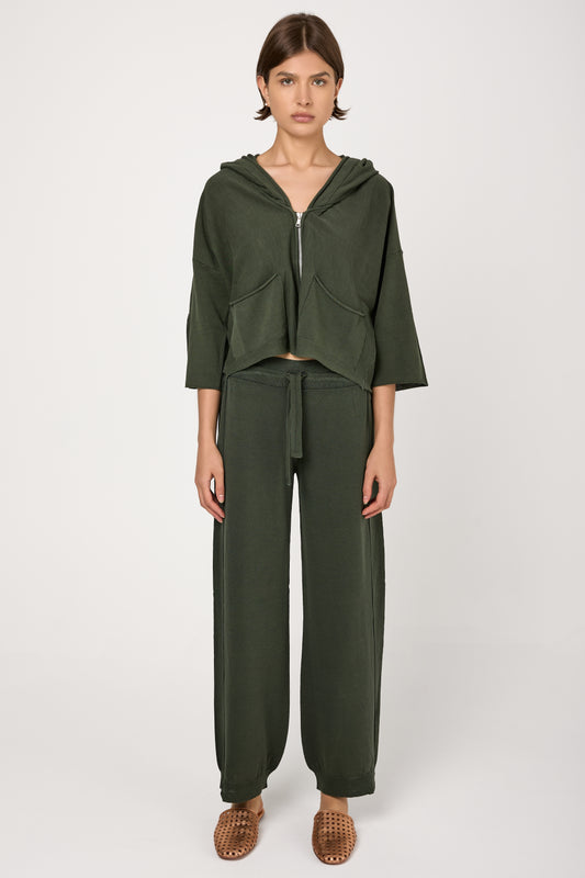 Cotton Knit Trousers in Green