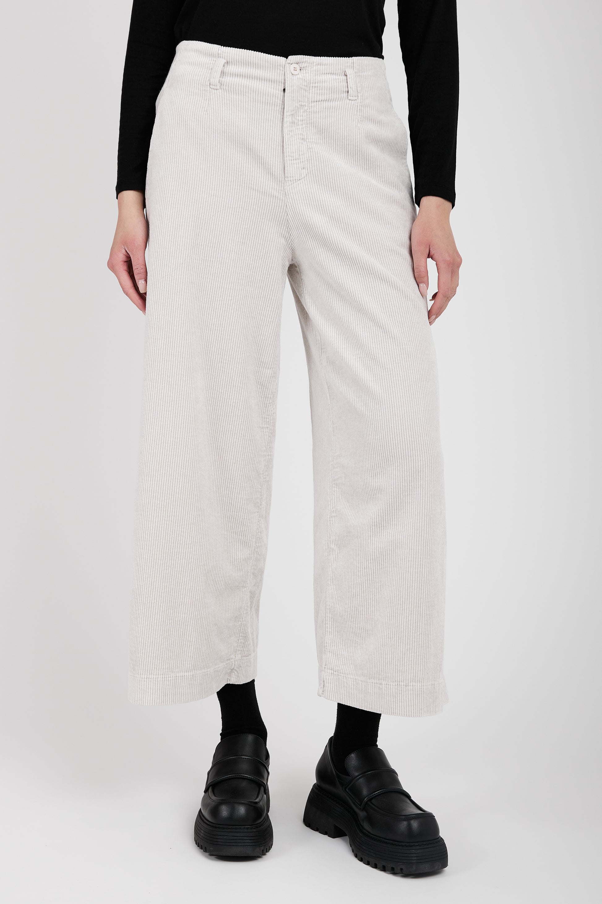 TRANSIT Wide Leg Cropped Trouser Pant in Ice