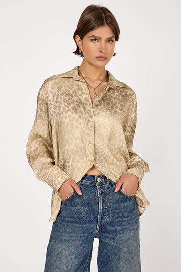 Long Sleeve Printed Shirt in Straw