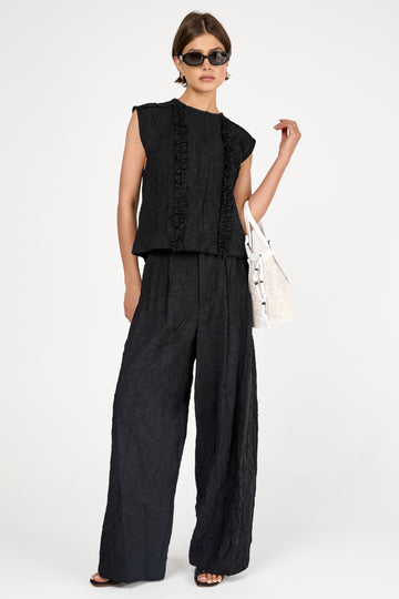 Menswear Crinkled Wide Leg Pant in Black