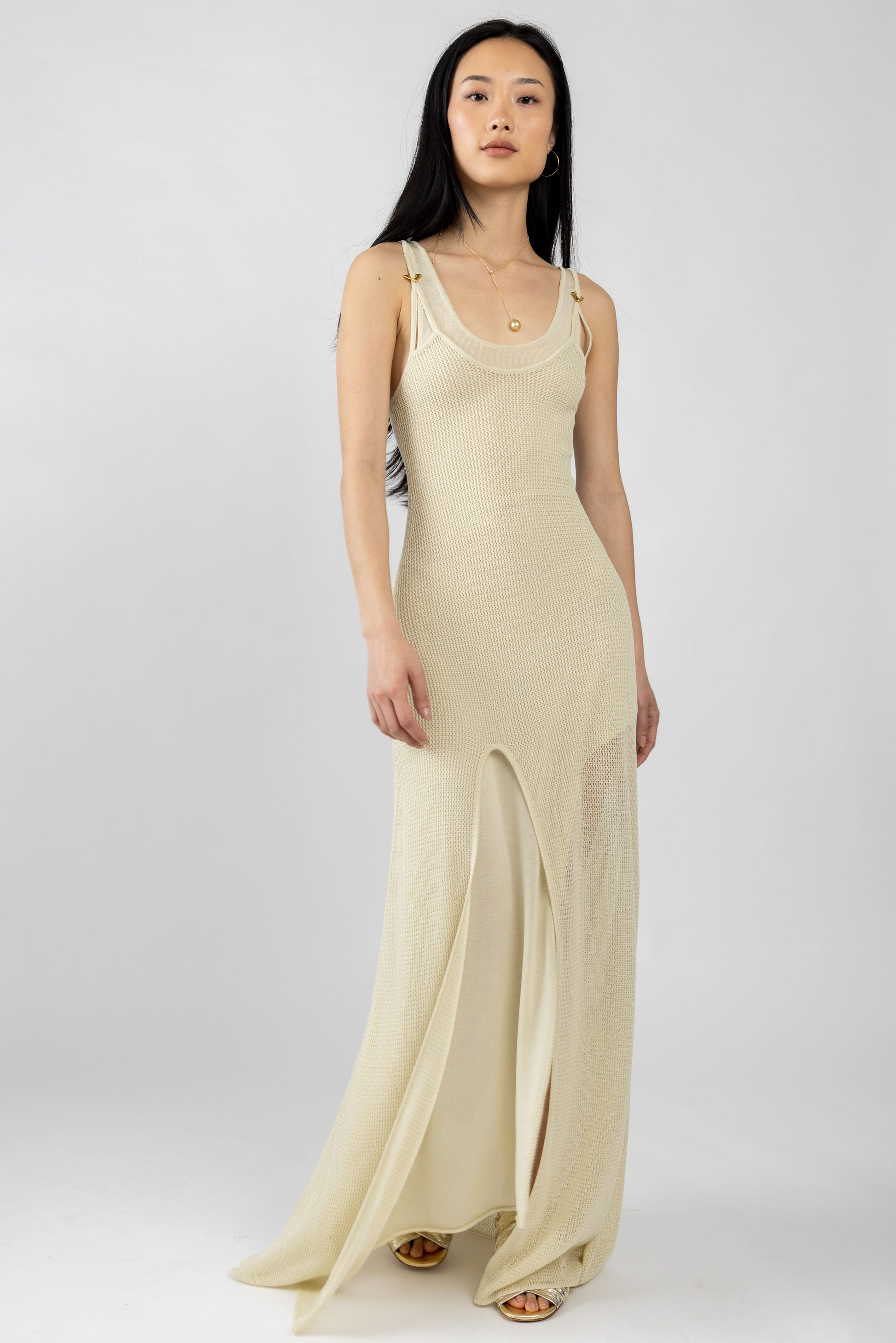 AERON Sirena Cotton Maxi Dress in Creme