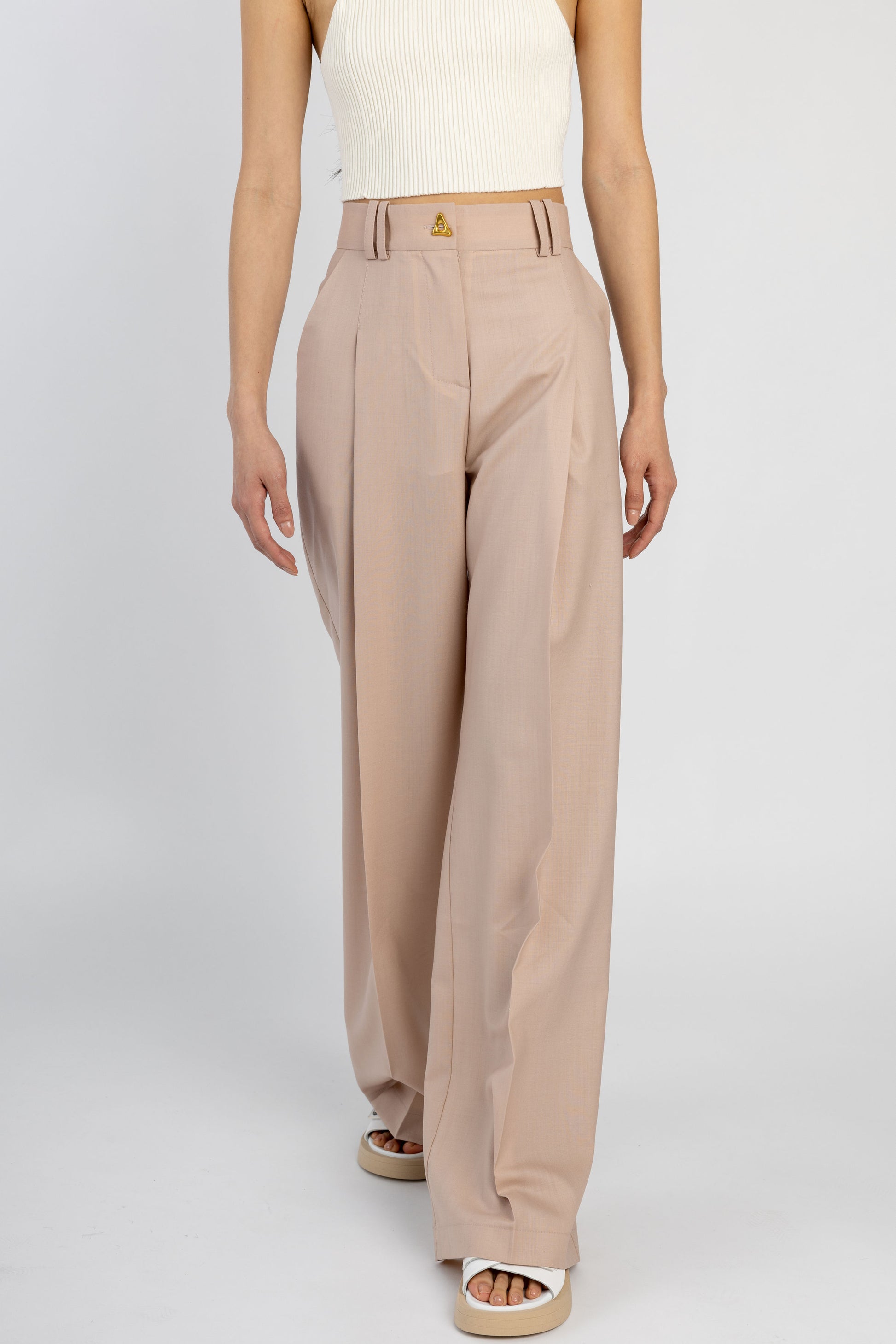 AERON Wellen Wide Leg Trouser Pant in Pale Rose