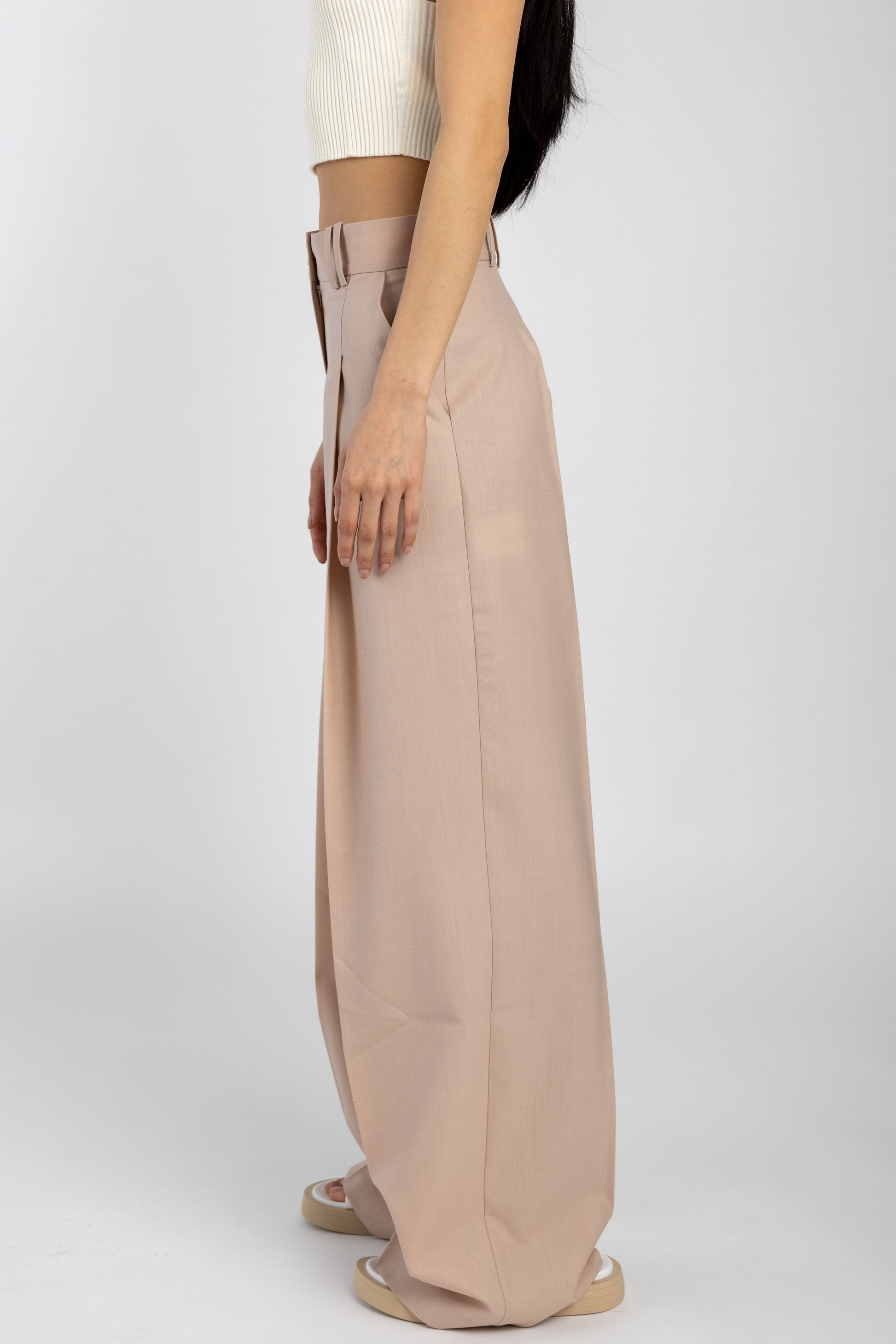 AERON Wellen Wide Leg Trouser Pant in Pale Rose