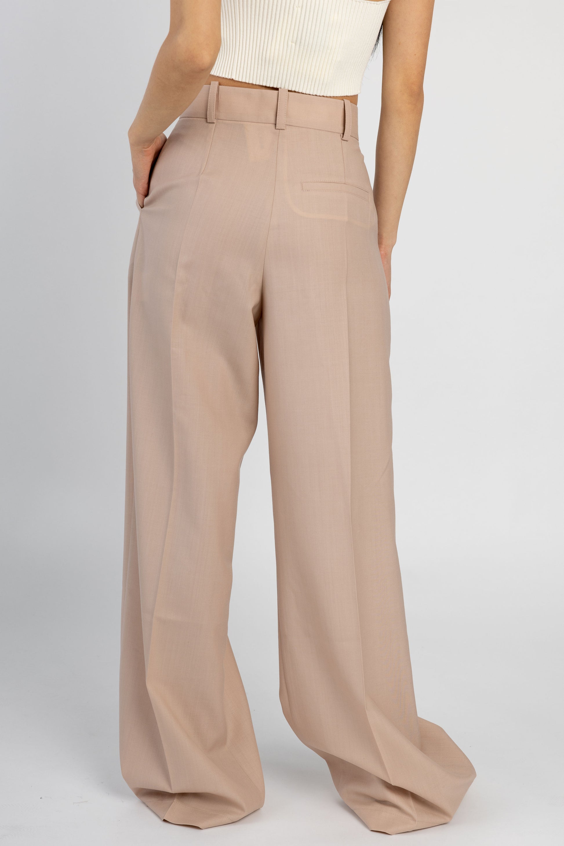 AERON Wellen Wide Leg Trouser Pant in Pale Rose