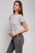 AGOLDE Adine Shrunken Tee in Grey Heather