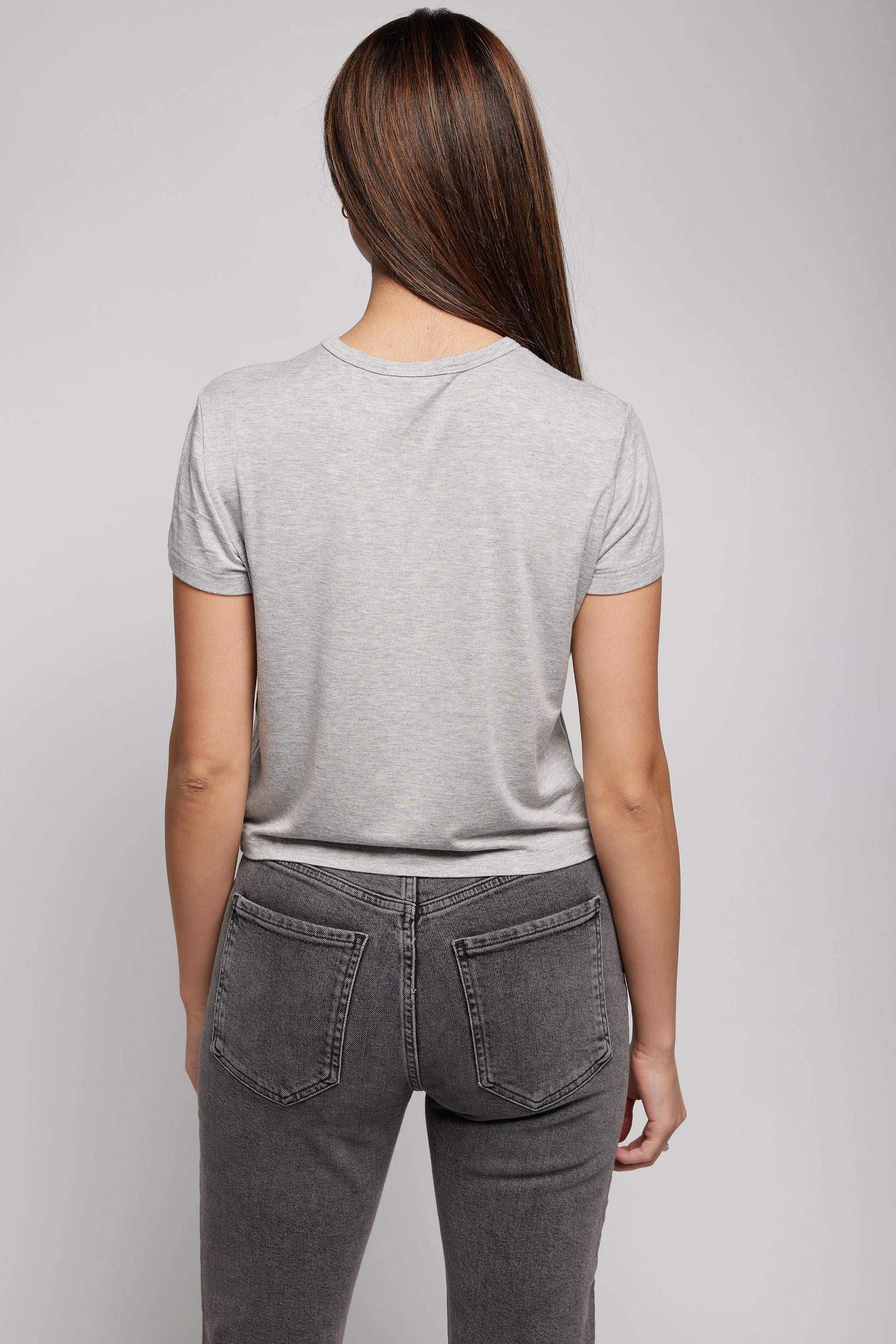 AGOLDE Adine Shrunken Tee in Grey Heather