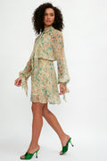 ALESSIA ZAMATTIO Dalia Silk Mini Dress in Acqua Floral Print