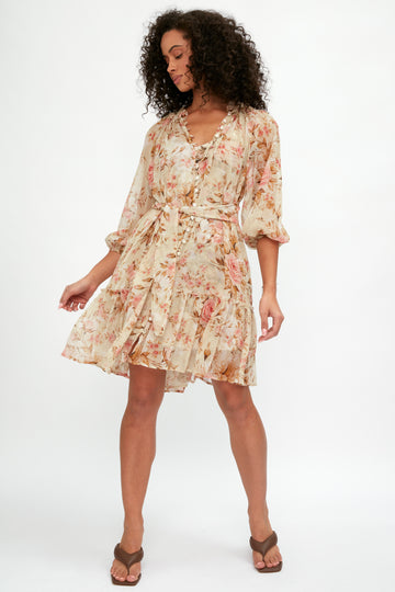 ALESSIA ZAMATTIO Gardenia Silk Dress in Rose Floral Print