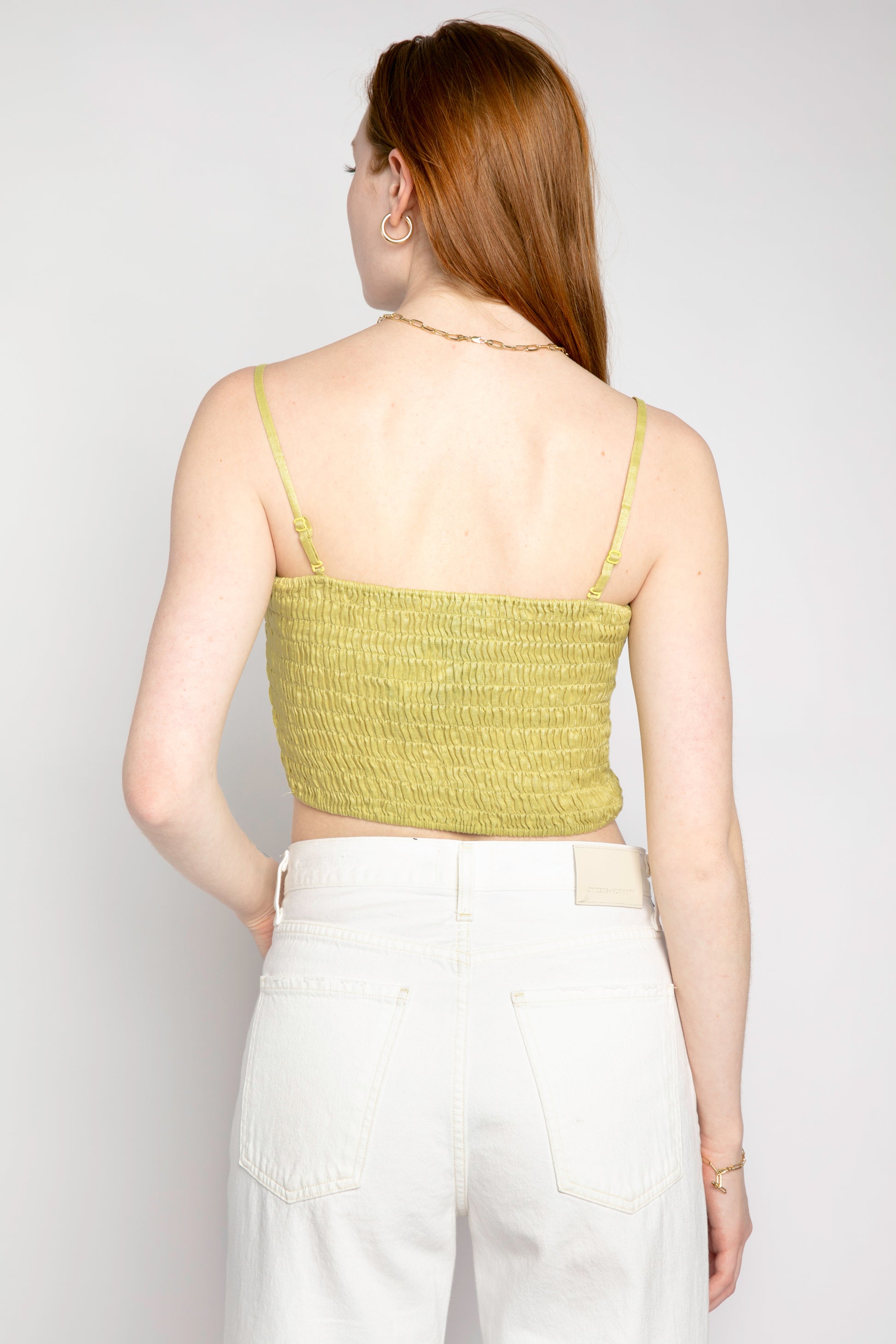 ATM Linen Smocked Tube Top in Seagrass