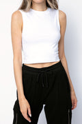 ATM Cotton Cropped Sleeveless Tee in White
