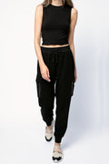 ATM Cotton Gauze Pull On Cargo Pant in Black