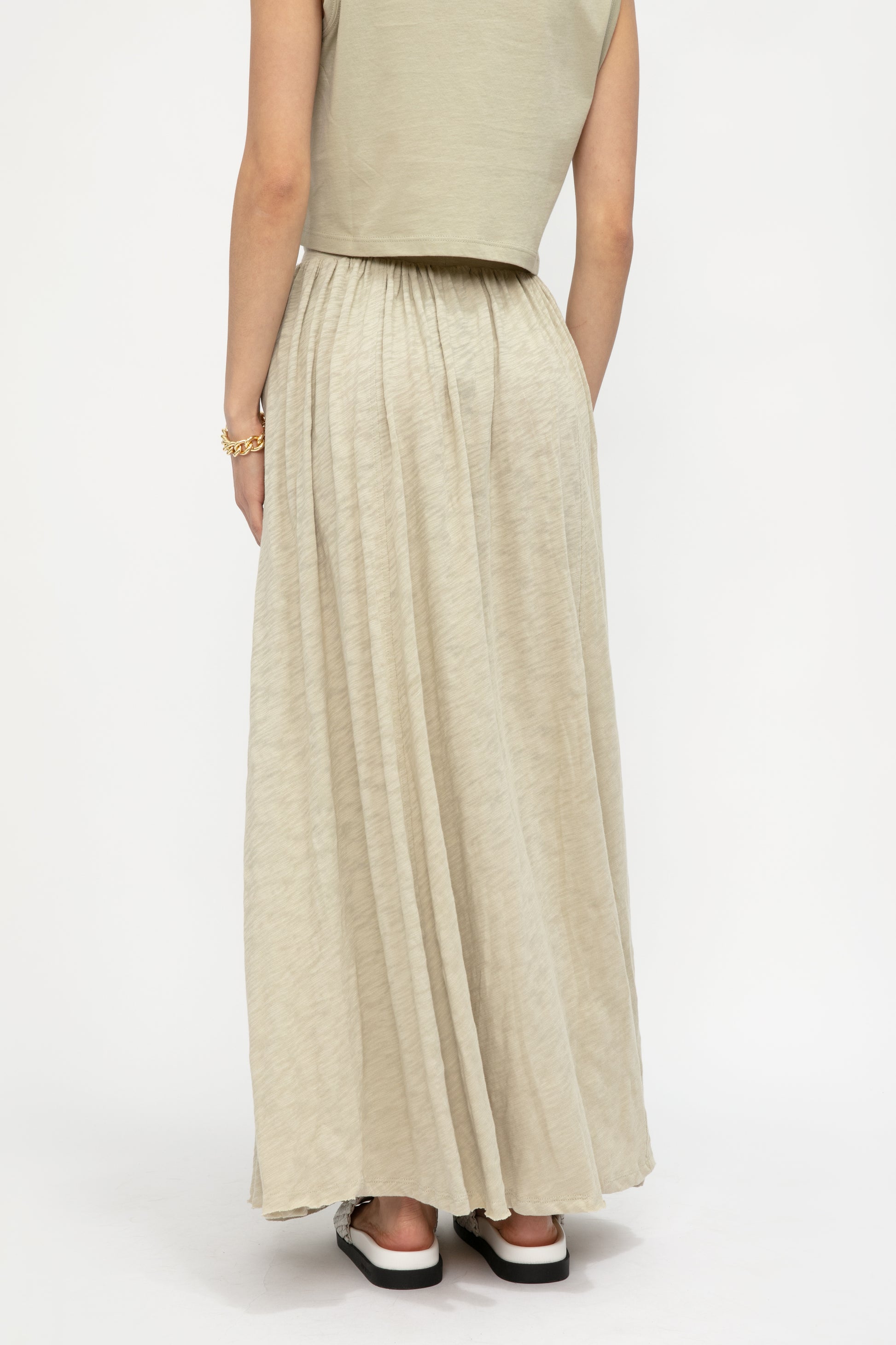 ATM Maxi Skirt With Slit in Faded Moss