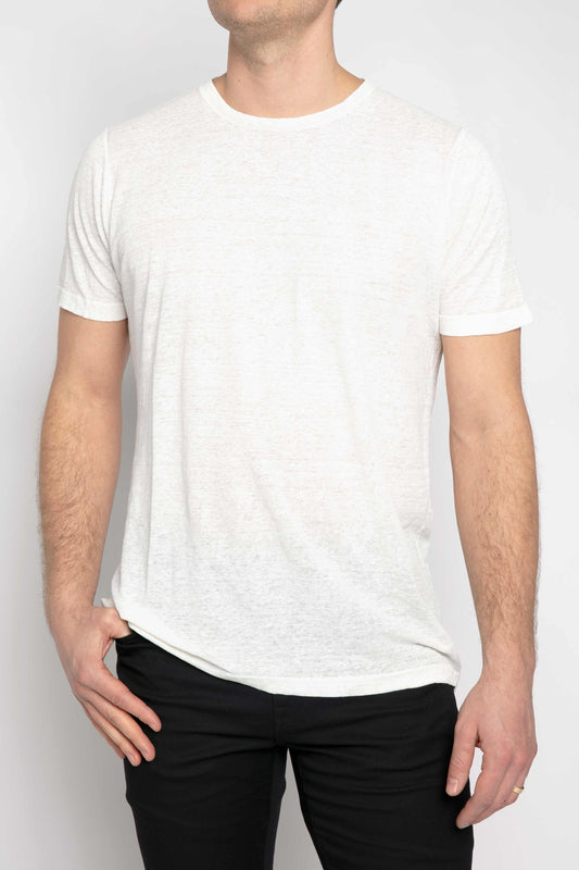 AVANT TOI Linen T-Shirt in Bianco