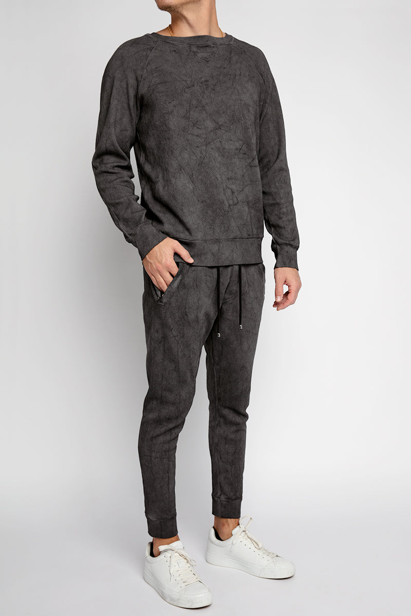 AVANT TOI Sweatpants With Dirty Effect in Charcoal