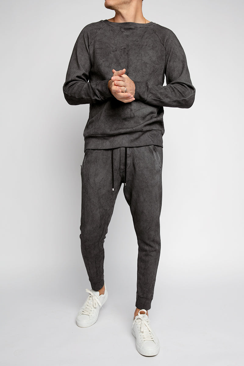 AVANT TOI Sweatpants With Dirty Effect in Charcoal