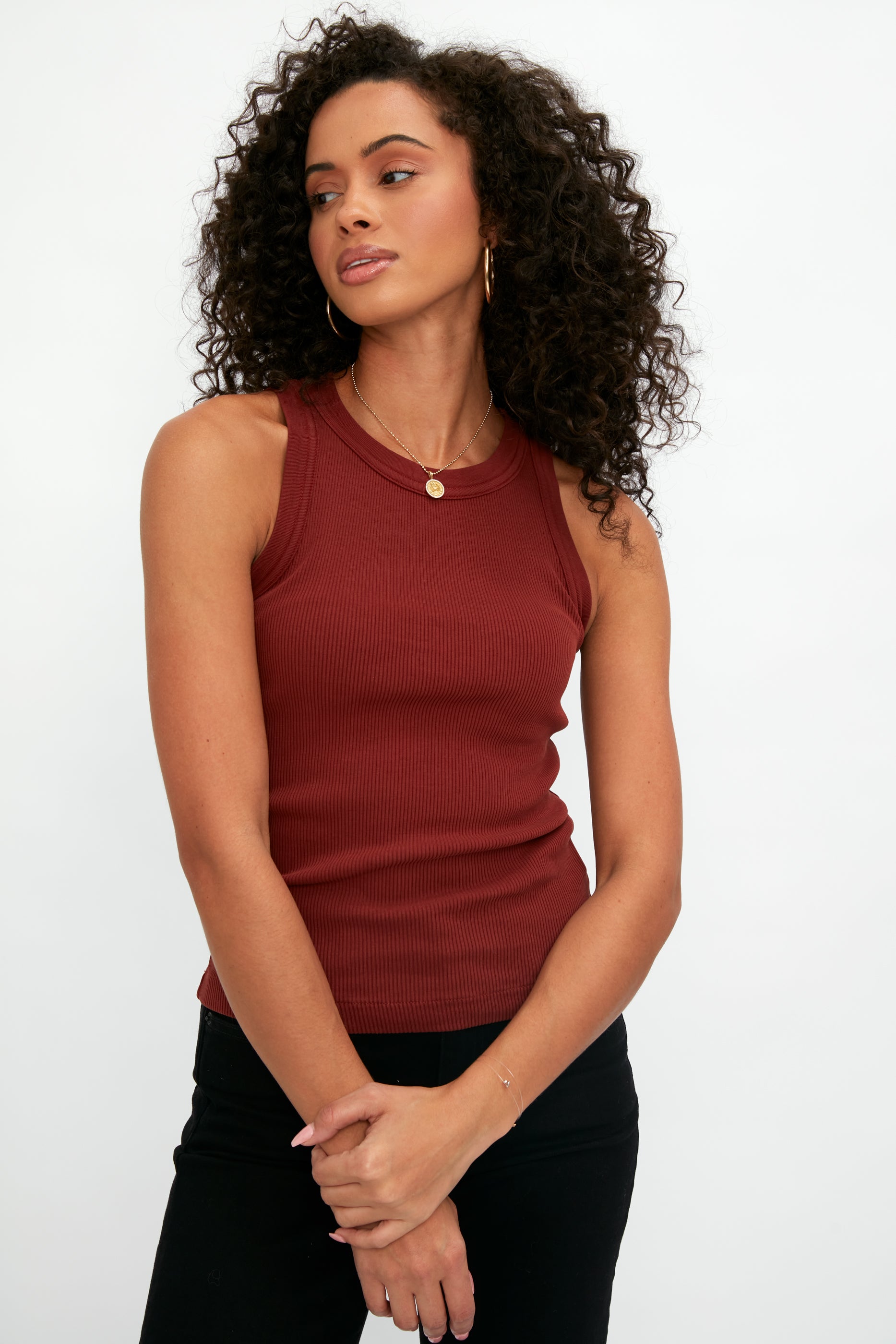 CITIZENS OF HUMANITY Isabel Rib Tank in Carmine