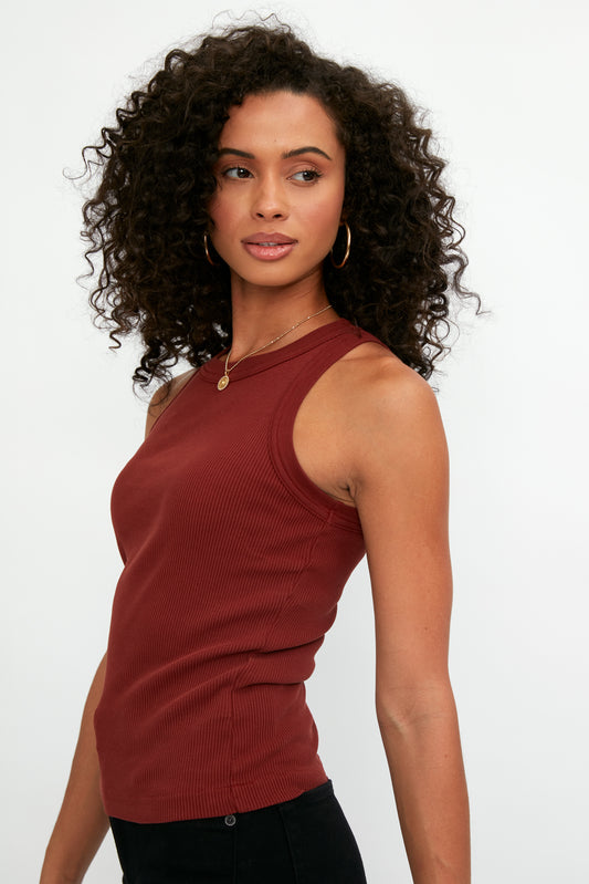 CITIZENS OF HUMANITY Isabel Rib Tank in Carmine