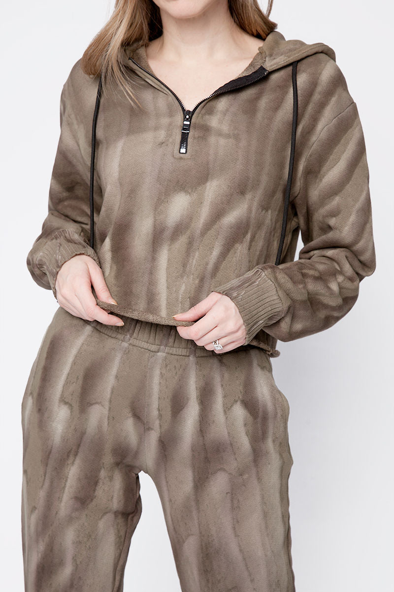 COTTON CITIZEN Brooklyn Crop Zip Hoodie in Ash Drip