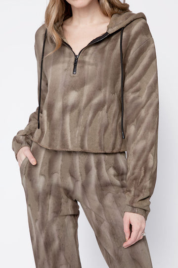 COTTON CITIZEN Brooklyn Crop Zip Hoodie in Ash Drip