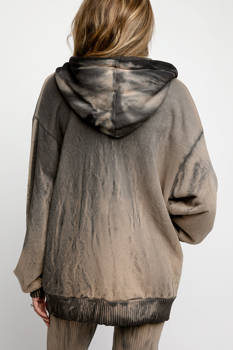 COTTON CITIZEN Brooklyn Oversized Zip Hoodie in Fossil Mix