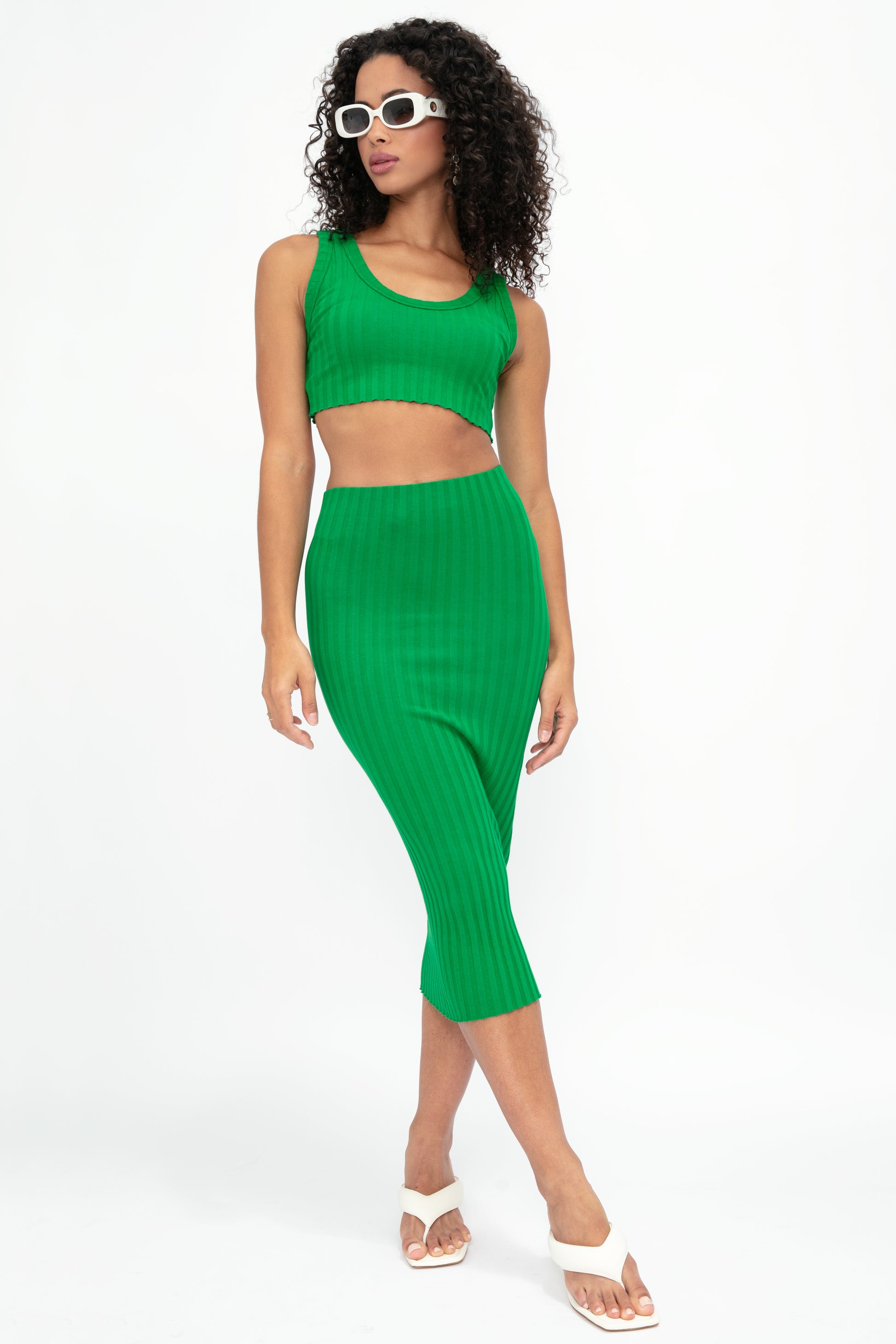 COTTON CITIZEN Capri Crop Tank in Kelly Green