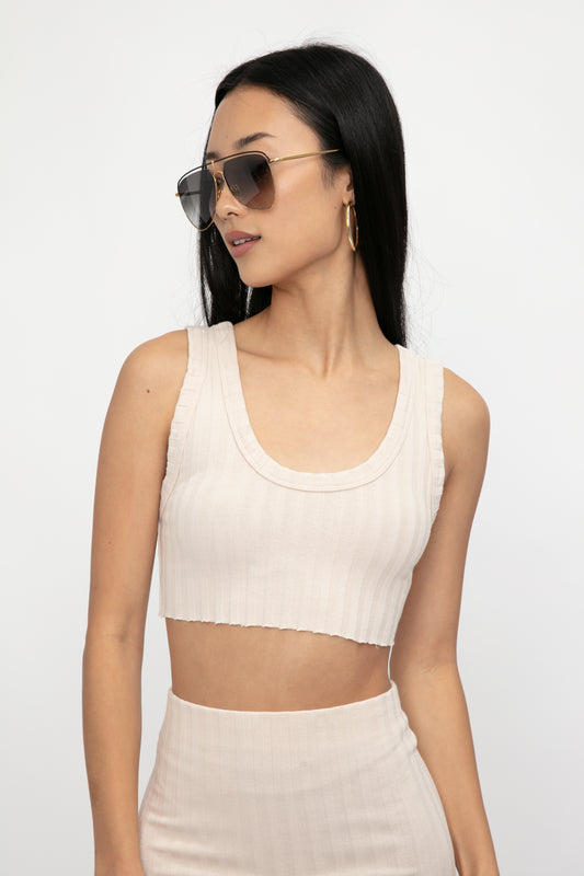 COTTON CITIZEN Capri Crop Tank in Oatmeal