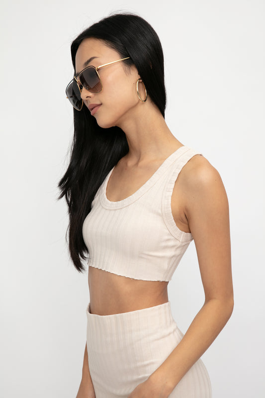 COTTON CITIZEN Capri Crop Tank in Oatmeal
